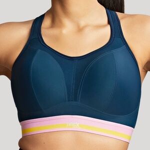 NEW Panache Sport Boundless Non Wired Sports Bra 7341B Retro Navy Pink Yellow